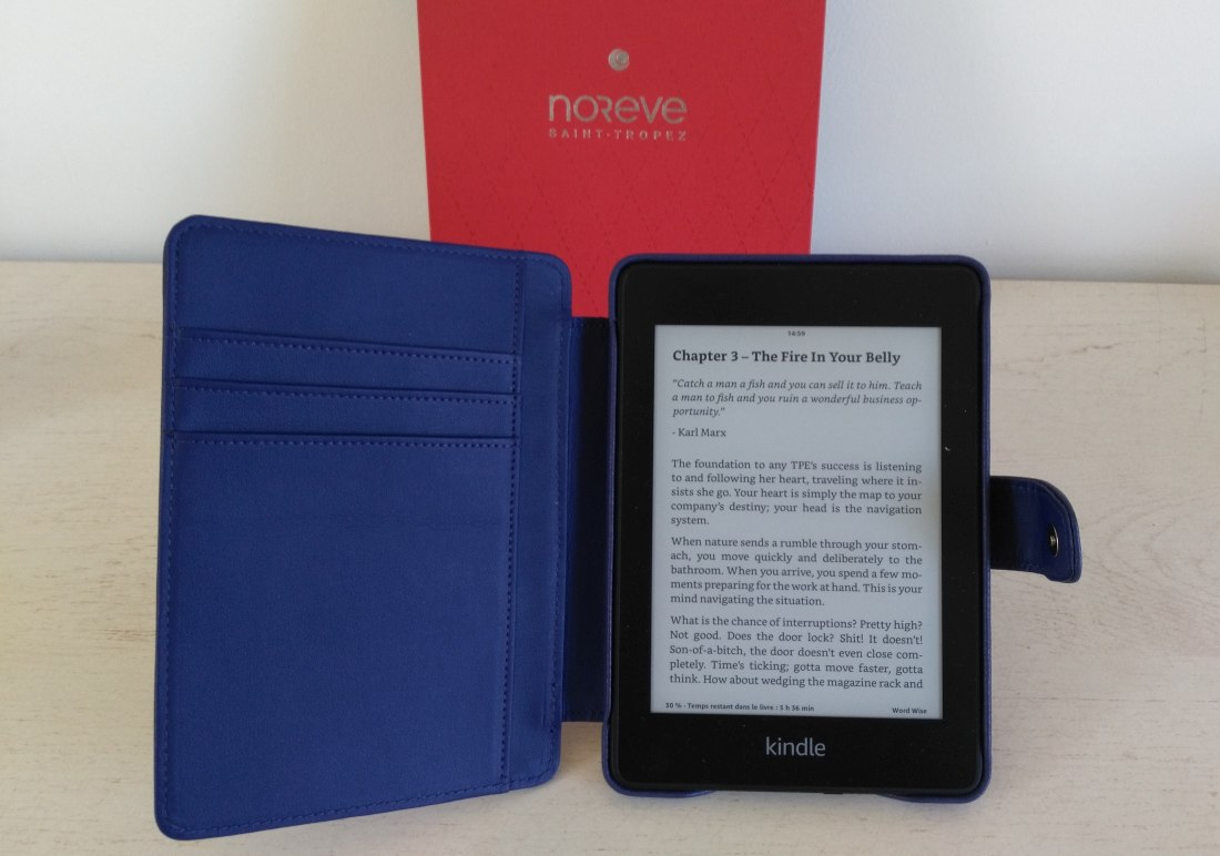 Noreve - Housse cuir  Kindle Paperwhite (2018) - Rabat portefeuille -  Bleu océan ( Nappa - Pantone #15458a) - NOREVE - Housse, étui tablette -  Rue du Commerce